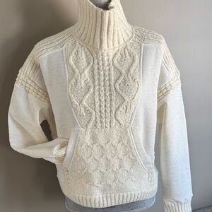 Anthropologie Cozy Cream Cable Knit Sweater/Sweatshirt Size-M